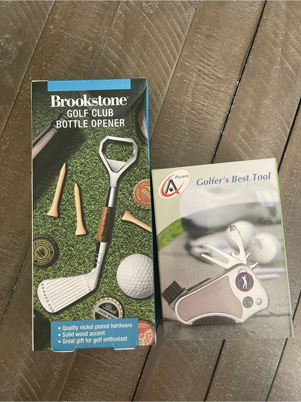 Brookstone Silver and Brown Golf Club Bottle Opener & Ascent Golfers Best Tool